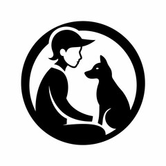 silhouette of a person with a cat and a dog
