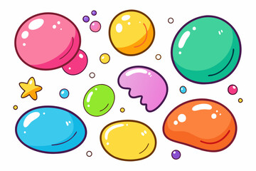 Set of colorful cute bubble things hand drawn shapes vector illustration