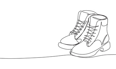 Boots one line continuous. Boots  line art. Hand drawn vector art.
