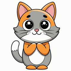 Cute Shy Cat Cartoon Vector Icon Illustration in EPS Format, Adorable Kitten Character Design for Animal Lovers