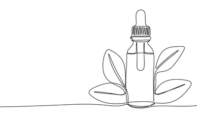 Cosmetic bottle one line continuous. Cosmetic bottle  line art. Hand drawn vector art.