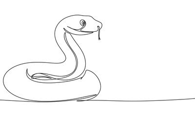 Fototapeta premium Symbol 2025 year Snake one line continuous. Snake line art. Hand drawn vector art.
