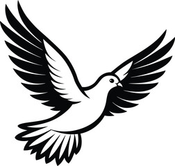 Majestic Flying Pigeon White EPS, Graceful Bird Silhouette Vector Illustration for Design Projects