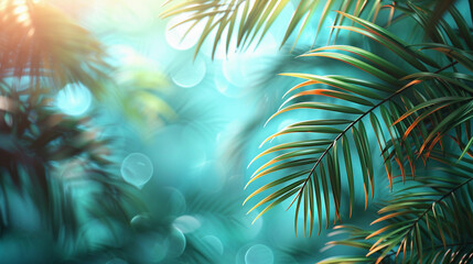 Tropical Palm leaves. Summer exotic trendy background with place for text	