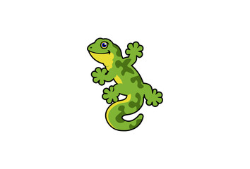 Fototapeta premium Vector illustration of a cartoon salamander lizard in green color