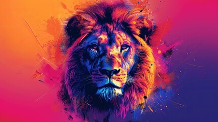 Naklejka premium Portrait of a lion's head in pop art style.