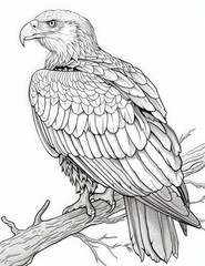 Fototapeta premium Detailed Eagle Coloring Page in Light Grayscale for Realistic Artwork enthusiasts.