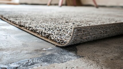 Installation of carpet tiles a flooring option with space for text on a banner