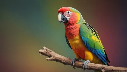 Obraz premium A vibrant scarlet macaw perches on a branch in the lush green tropics