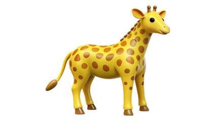 Fototapeta premium A cute cartoon giraffe illustration, representing animals and wildlife, transparent background