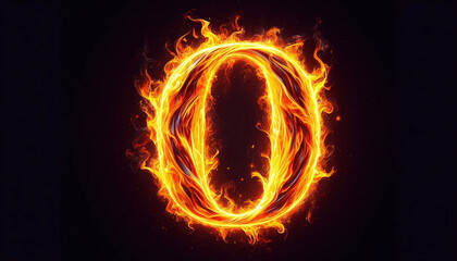 The number 0 is depicted in vibrant, glowing flames