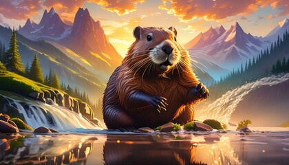 The beaver has a stout body, strong neck, oversized head, short and rounded ears, dexterous hands, webbed feet, and a flat tail.
