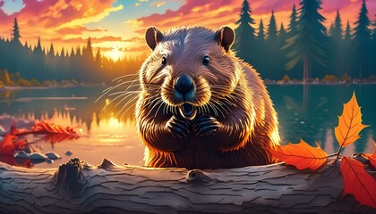 The beaver has a stout body, strong neck, oversized head, short and rounded ears, dexterous hands, webbed feet, and a flat tail.