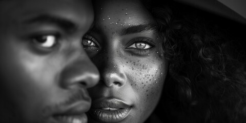 Emotional Connection: High Contrast Artistic Portrait, generative ai