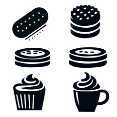Set of food icon. Collection different food shape sign. Black vector food on white background. 