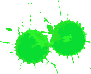 Green ink paint spot. Drop texture. For grunge splash textures. Holiday design.
