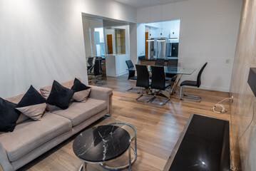 living and dining room with luxury finishes