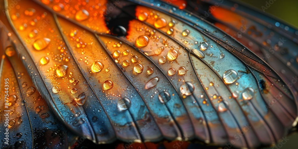 Sticker Colorful Close-up of Butterfly Wing Structure, generative ai