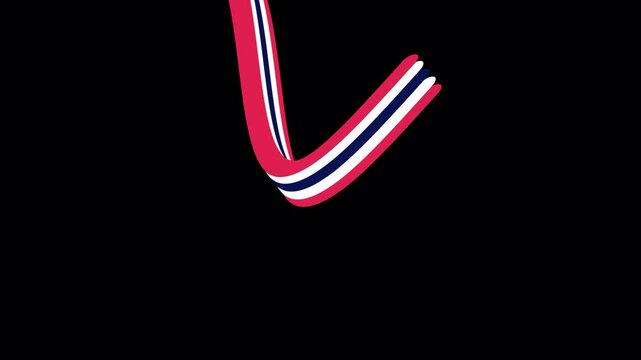Swirling ribbon of red, white and blue animated stripes with a transparent alpha channel overlay