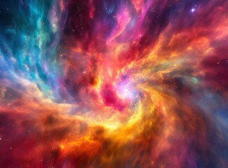 Obraz premium Breathtaking cosmic nebula swirls in vivid colors, creating an ideal abstract and wallpaper