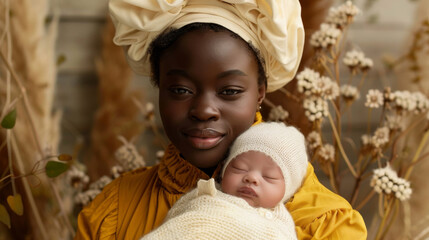 International Albinism Awareness Day. African Mother Embracing Her Newborn Albino Baby. Generative ai