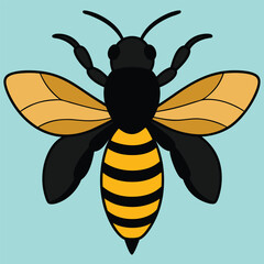 Bee Vector Art illustration. Bee Silhouette. Colorful bee icon. Black and white Bees. Cartoon bee icon set. Bee flying on a dotted route isolated on the white background. Vector illustration.