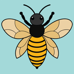 Bee Vector Art illustration. Bee Silhouette. Colorful bee icon. Black and white Bees. Cartoon bee icon set. Bee flying on a dotted route isolated on the white background. Vector illustration.