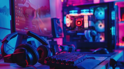 Fototapeta premium A detailed shot of a gaming PC setup