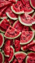 Watermelon slices piled high