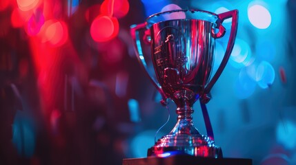 A high-resolution image of a trophy awarded to the champions of an esports tournament