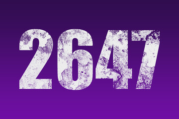 flat white grunge number of 2647 on purple background.	