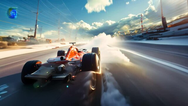 A fast racing car zooming through highspeed straightaways and navigating intense chicanes on a racetrack, High-speed straightaways and exhilarating chicanes