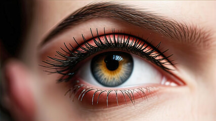 Fototapeta premium Beautiful project of festive modern makeup for women, female eye, beautiful female eye, fluffy thin eyelashes,