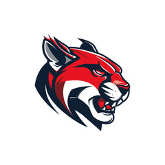 Puma tiger mascot flat vector design