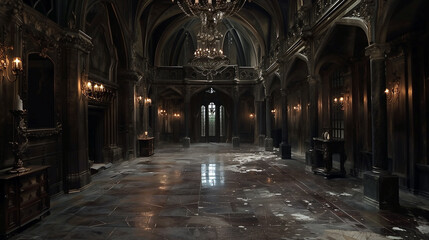 Obraz premium Interior of an old gothic church. 3d rendering