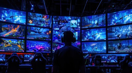 Fototapeta premium A panoramic view of an esports stage