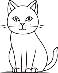 Obraz premium Cute cat line art illustration icon design, solid white background 