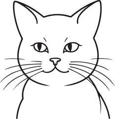 Cute cat line art illustration icon design, solid white background 