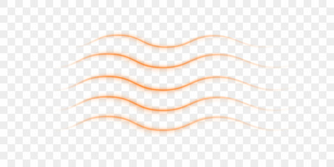 Propagation of heat waves from a heating device or air conditioner. Realistic 3d vector isolated on transparent
