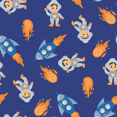 Space Seamless pattern. Designs for fabric, textiles, wallpaper, packaging