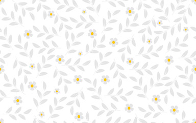 Summer seamless pattern floral creative vintage retro style vibrant gray white theme vector texture fabric textile paper print white background wallpaper