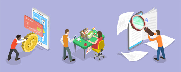 3D Isometric Flat Vector Illustration of Service Subscription, Membership Fee