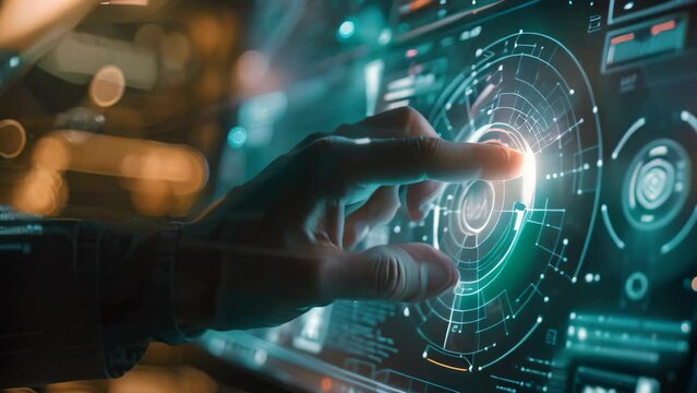 A hand is pointing at a computer screen in a room, Illustrating the balance between usability and security in technology