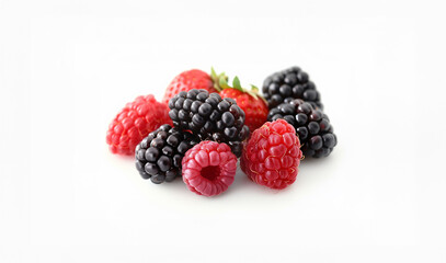 Assorted Fresh Berries on White Background
