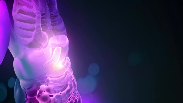 video of a man grimacing in discomfort as he clutches his stomach with his hand, video of the pain and discomfort associated with stomach ulcers