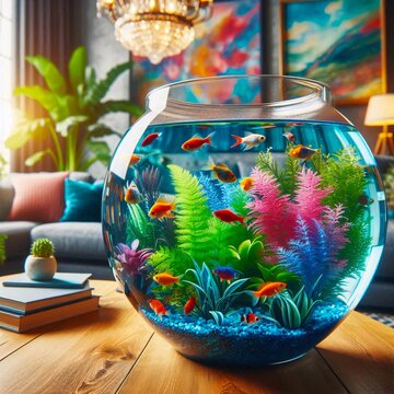 Fish tank on table