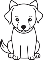 Fototapeta premium Cute dog line art illustration icon design, solid white background 