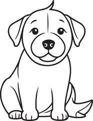 Fototapeta premium Cute dog line art illustration icon design, solid white background 