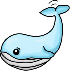 Cute dolphin sticker doodle isolated on transparent background 