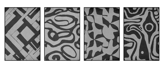 Set of 4 Abstract illustration in vintage style. For use in graphics, for wall decor. .